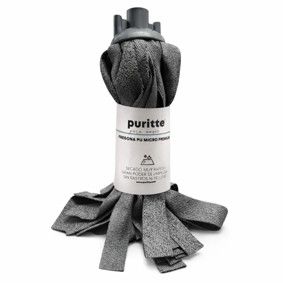Puritte Fregona PU Micro Premium de microfibra gris con secado rápido y sin pelusas